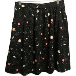 M JESSY B outer space galaxy galactic planets stars skater mini skirt sheer line